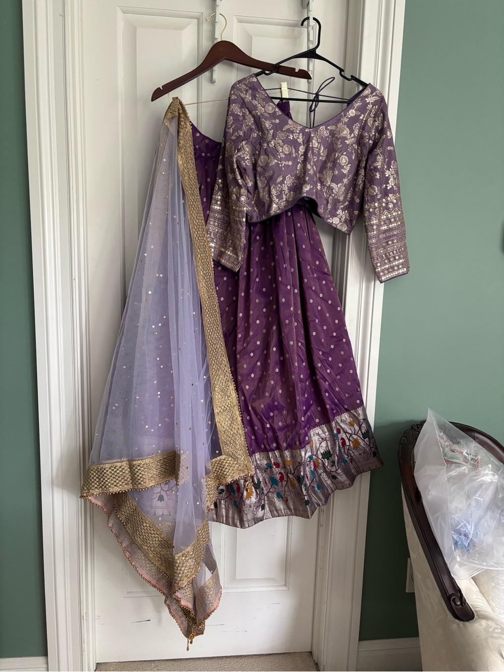 Extra large  Lavender Embellished three piece Lehenga Set for weddings